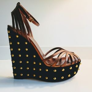 Gucci wedges bronze/black/gold 36